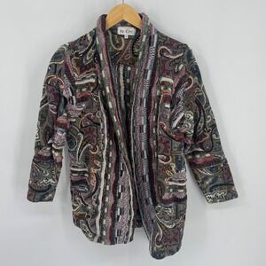 The Icing Abstract Paisley Knit Cardigan Jacket Women's M